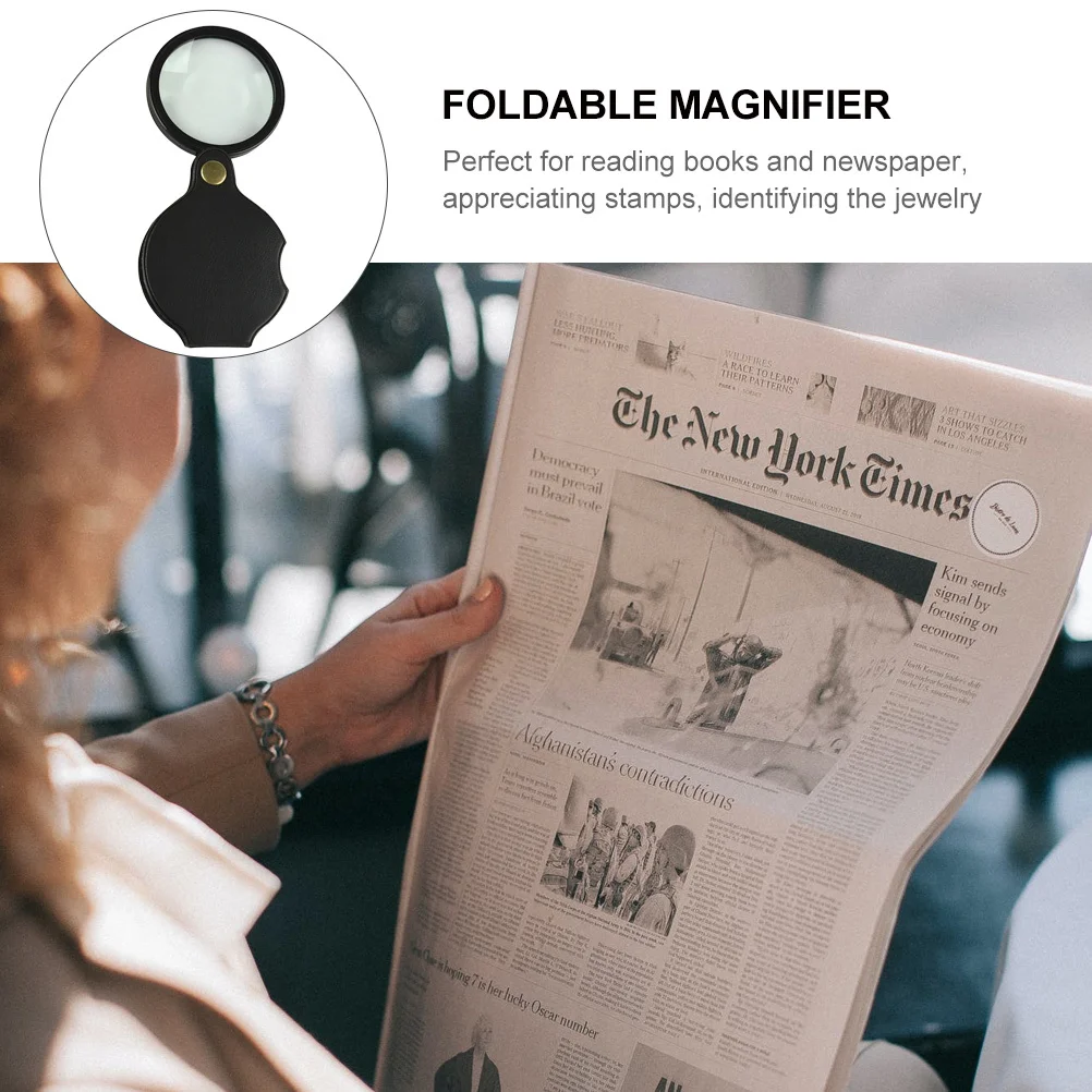 

3pcs Pocket Style Magnifying Glass Mini Foldable Reading Lens For Old People Portable Observation Tool With Protective Cover