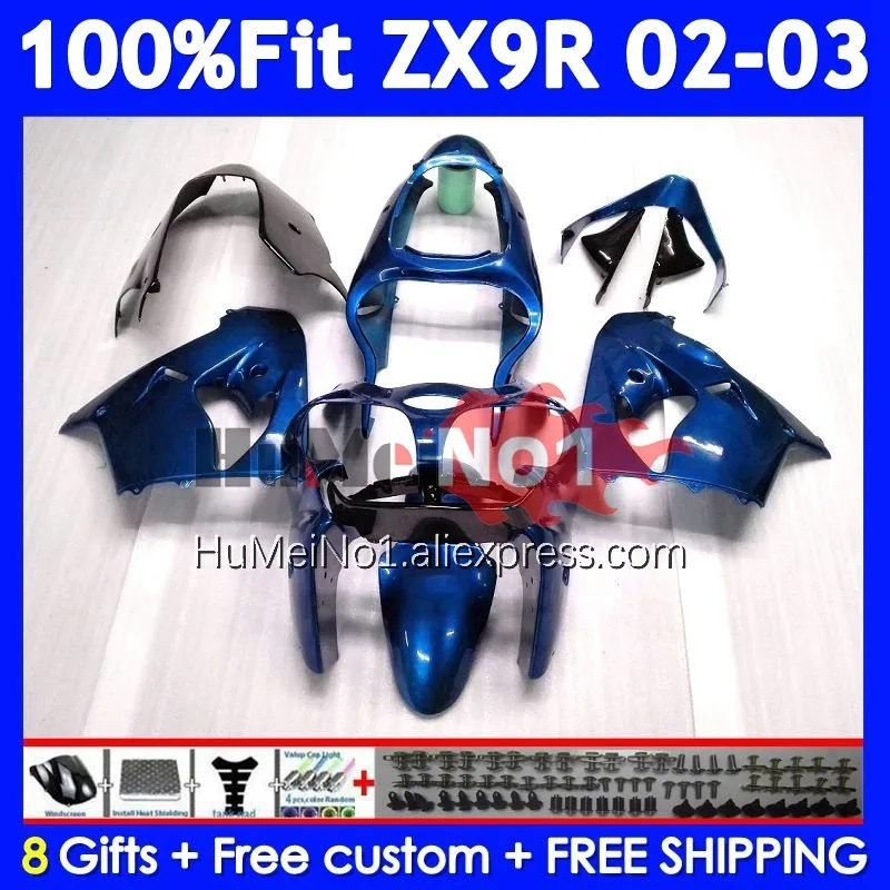 OEM Body For KAWASAKI NINJA ZX-9R ZX 9R 900 CC 9 R 215No.43 ZX900 Glossy Blue ZX9 900CC ZX9R 02 03 2002 2003 Injection Fairing