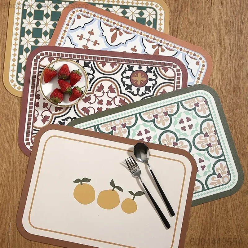 Juego de 4/6/8 Manteles Individuales Retro Resistentes al Calor, Impermeables y Antimanchas, de Lino, para Mesa de Comedor, Cocina, Bistro, Bar, Decoración del Hogar