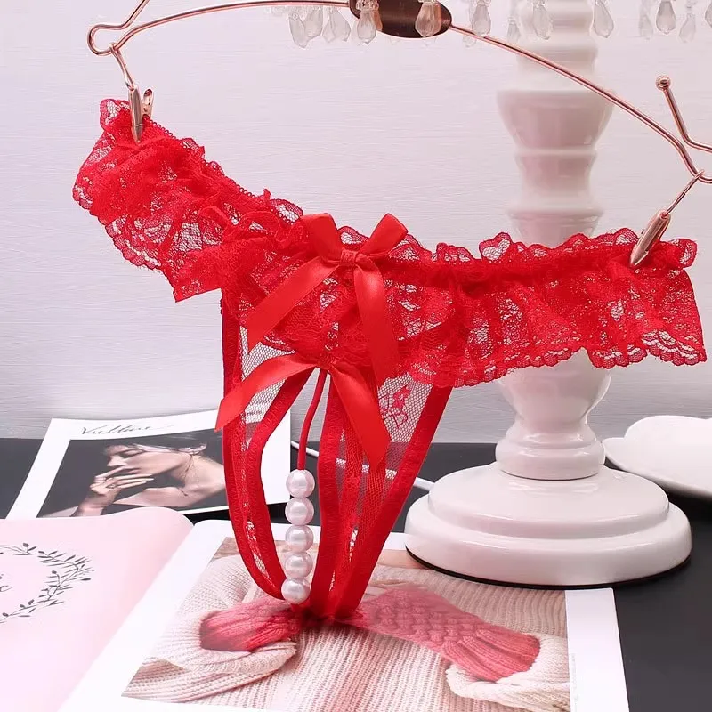 حجم كبير لؤلؤة الجنس g-سلسلة Crotchless المثيرة الملابس الداخلية مثير سراويل الاباحية الدانتيل النساء الملابس الداخلية انظر من خلال سيور مفتوحة المنشعب