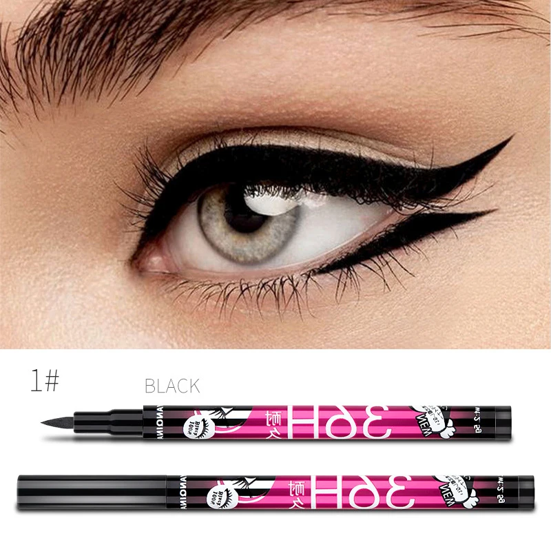 Black Liquid Eyeliner Waterproof Eyeliner Pencil 36H Long-Lasting Liquid Eye Liner Pen Quick-Dry No Blooming Cosmetics Tool