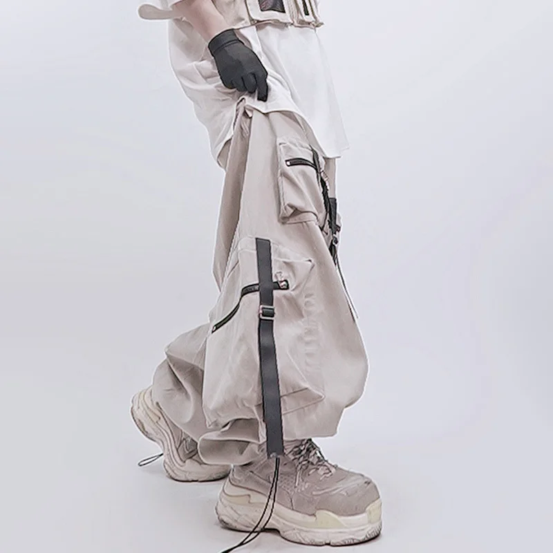 Luzhen original hip-hop streetwear solto multi bolsos decorar calças casuais 2025 americano na moda perna larga calças masculinas jy2952