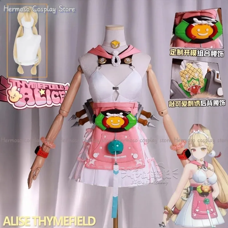 

Zenless Zone Zero Alice Thymefield Cosplay Costume Wig Swimsuit New Skin Spook Shack Halloween Party Suit for Women Girls Prop