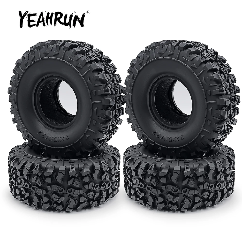 YEAHRUN 2.2 inch Beadlock Rubber Wheel Tires 140mm OD for Axial SCX10 Wraith TRX-4 1/10 RC Crawler Car Model Upgrade Parts