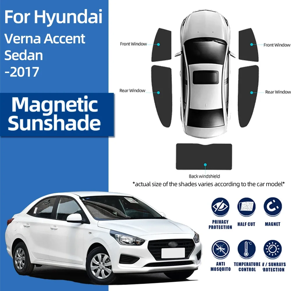 

For Hyundai Accent IV Sedan SOLARIS Verna 2010-2017 Magnetic Car Sunshade Front Windshield Curtain Rear Side Window Sun Shade