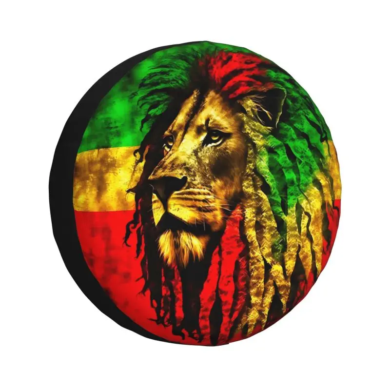 Custom Rasta Lion Jamaica Flag Spare Tire Cover for Jeep Hummer Jamaican Reggae SUV RV 4x4 Car Wheel Protectors Accessories