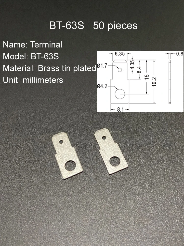 6.3mm Terminal Block Connector Type 250 Insertion Copper Plated Tin for Electrical Wiring Connections 5