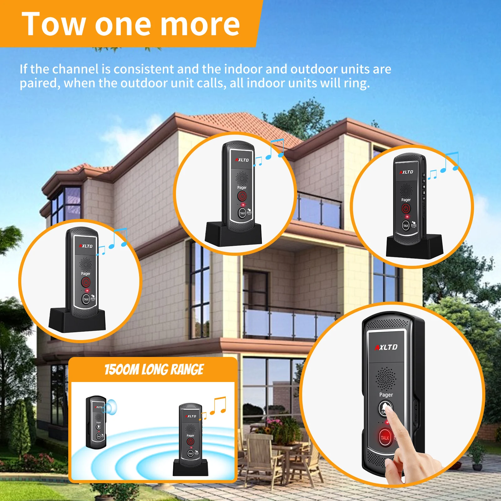 Sistema de intercomunicación inalámbrico de 16 canales con energía Solar, timbre de puerta impermeable y timbre de intercomunicación para Walkie Talkie