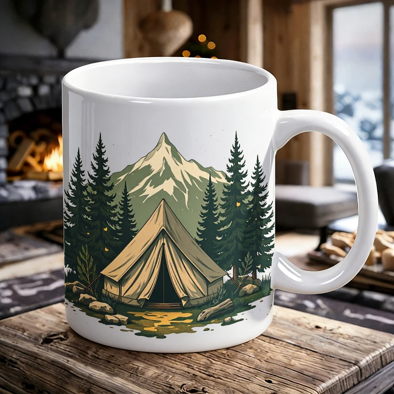 

Retro camping tent ceramic mug, coffee mug, milk mug, office tea cup, drinking cup, gift for friends, fade-resistant
