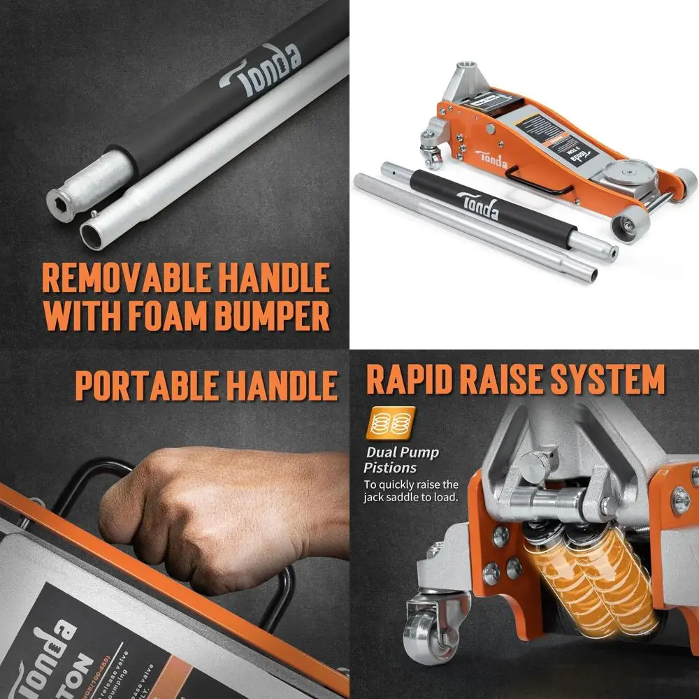 

3-Ton Low Profile Hydraulic Car Jack with Dual Pump System, Orange