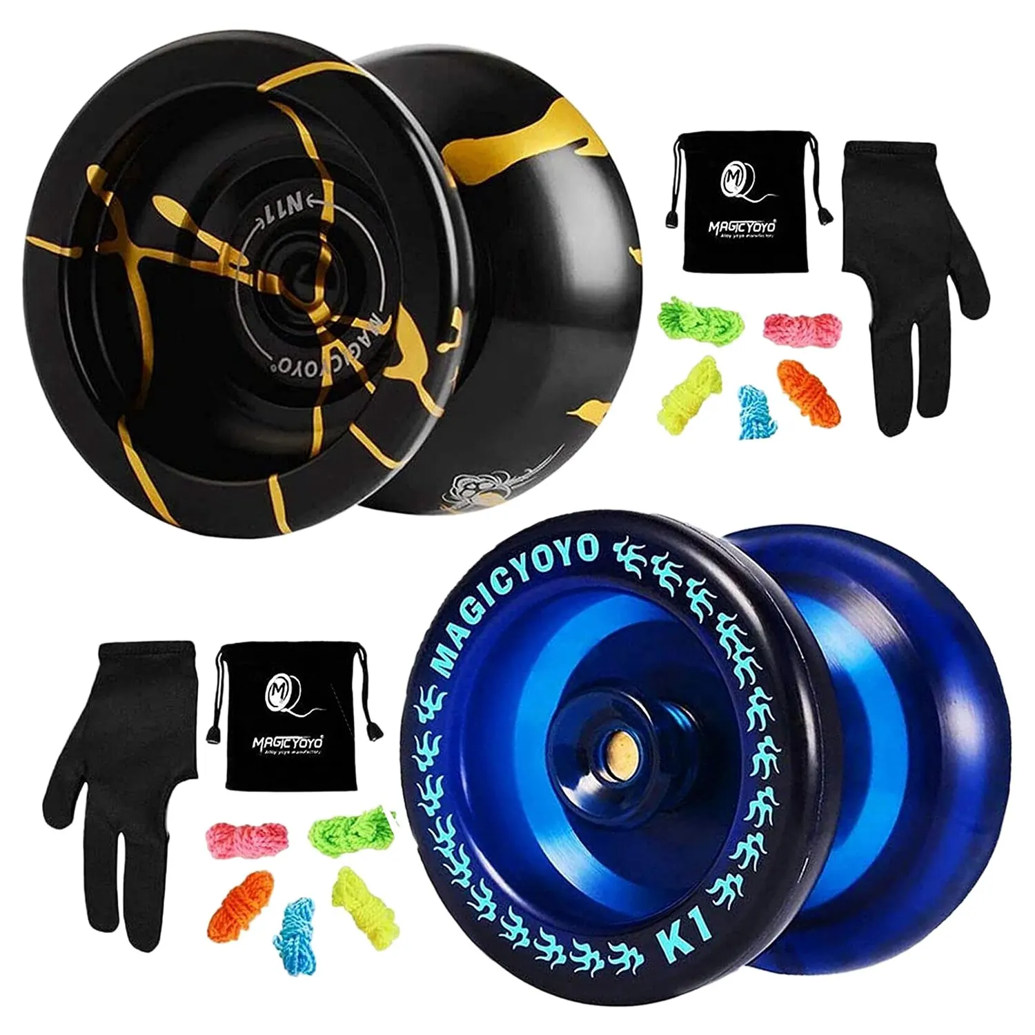 

MAGICYOYO N11 Unresponsive Yoyo Alloy Aluminum YoYo K1 Dark Blue Plastic ResponsiveKid Beginner Yoyo with Yoyo Glove,Bag