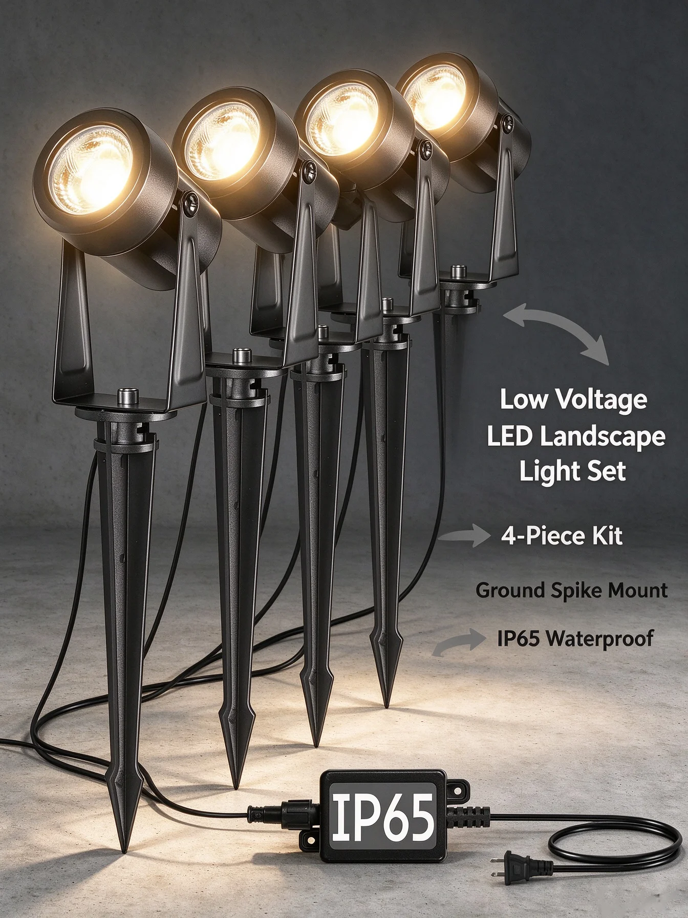 4 Pack LED Outdoor Landscape Spotlights IP65 Waterproof Garden Lawn Light with Transformer for Yard Plant Fence Decor Lighting