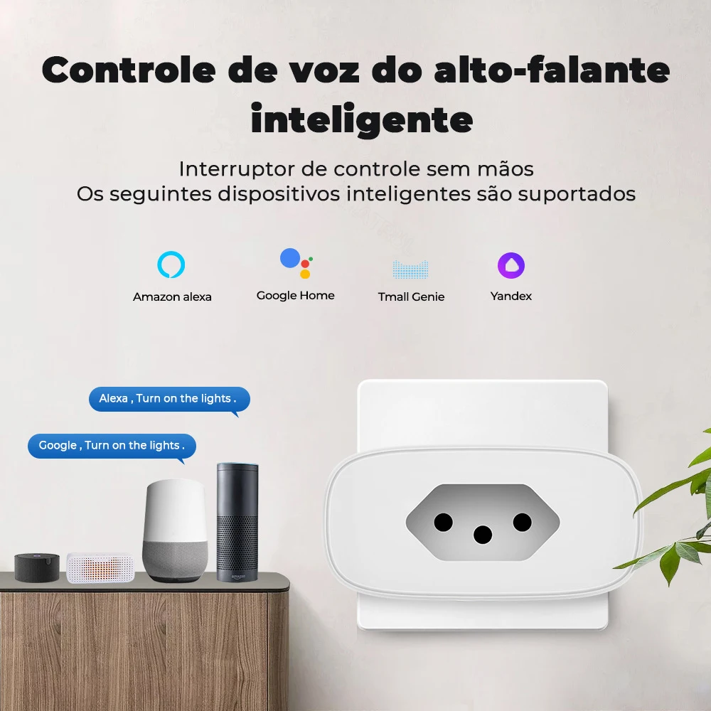 Tuya inteligentna wtyczka WiFi/Zigbee 16A wersja Brasil APP Monitor zasilania włączanie/wyłączanie sterowania głosowego współpracuje z Alexa Google Home