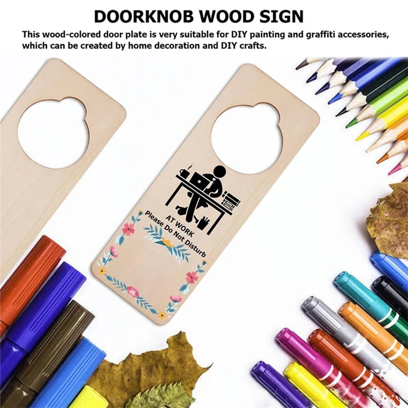 QWE-20PC perilla de puerta de madera sin terminar, colgador de perilla de puerta, carteles para pintar manualidades DIY, decoración del hogar, oficina, Hotel, uso comercial