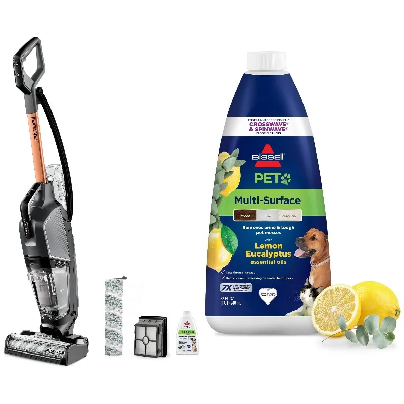 BISSELL® CrossWave® HydroSteam™ Wet Dry Vacuum 3513 & BISSELL Multi-Surface PET Formula for Crosswave and Spinwave, 64oz, 22951