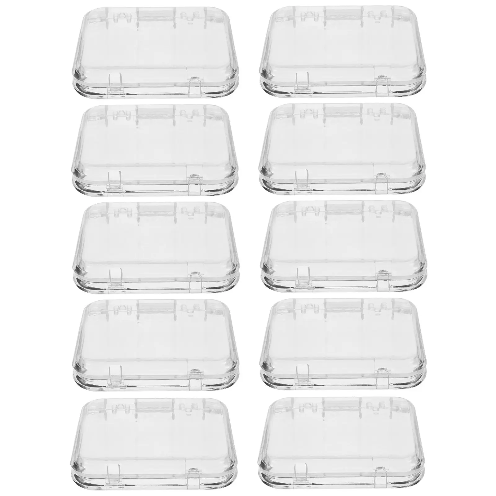 10Pcs Transparent Nail Organizer Box Square on Nail Case for Manicure Tools Jewelry Stationery Collectibles