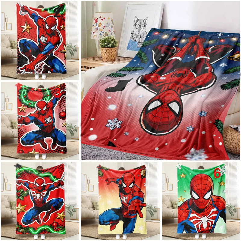 

Marvel Spiderman Christmas Blanket Soft Flannel Throw Sofa Bed Cover for Kids Adults Home Decor
