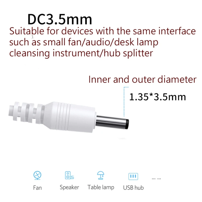 USB to for DC 3.5mm x 1.35mm 2A for DC Barrel Power Cable USB LED Strip Lights Flashlight Charging Cord