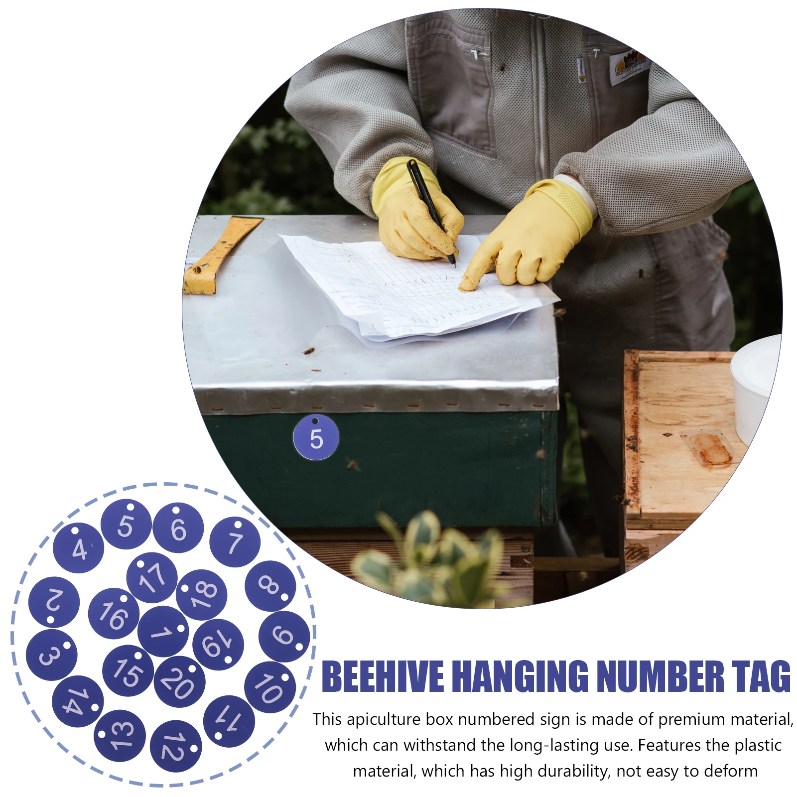 

20pcs Number Card Tag Beehive Marker Plastic Sign Lightweight Portable Storage Apiculture Tool Beekeeping Equipment Gardening