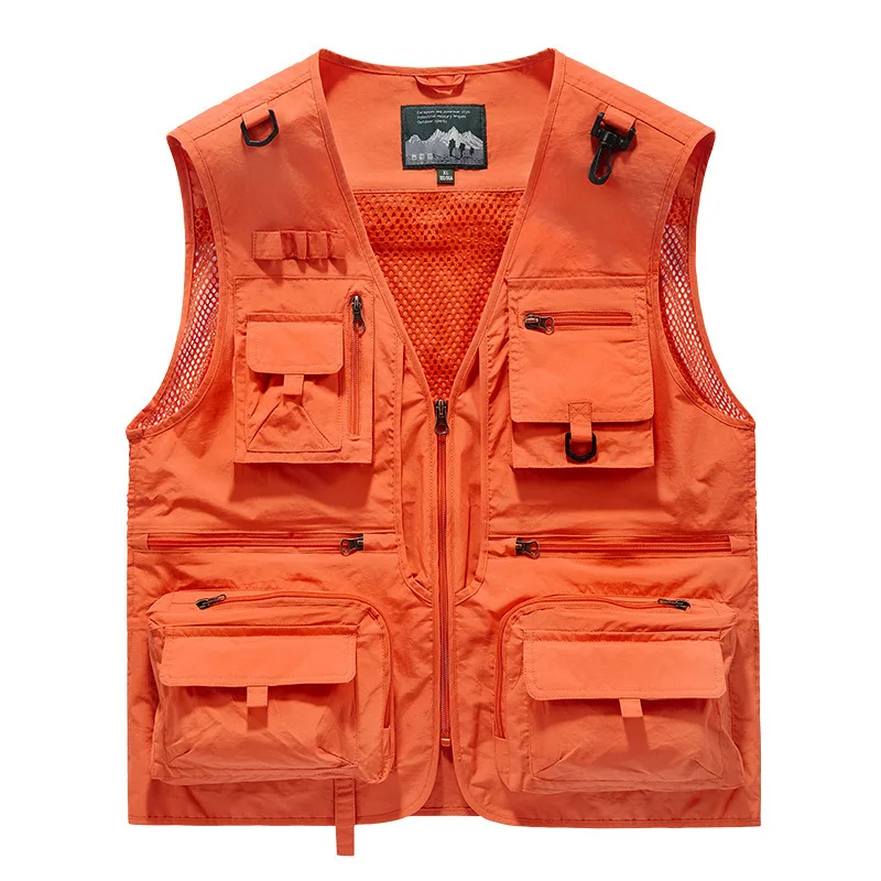 New Summer Men Quick Drying Vest US Tactical Hiking Fishing Vest Mens Photographer Waistcoat Mesh Cargo Sleeveless Multi Pockets