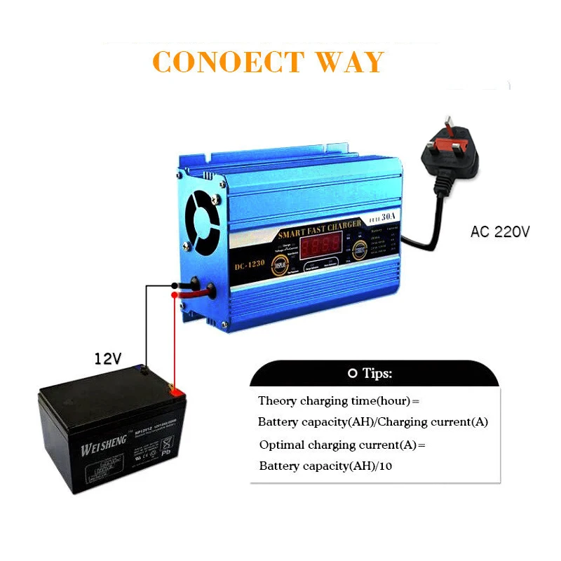 30A LCD Car Battery Charger Leisure Battery Charger For 12v Caravan Campervan Motorhome Boat Battery