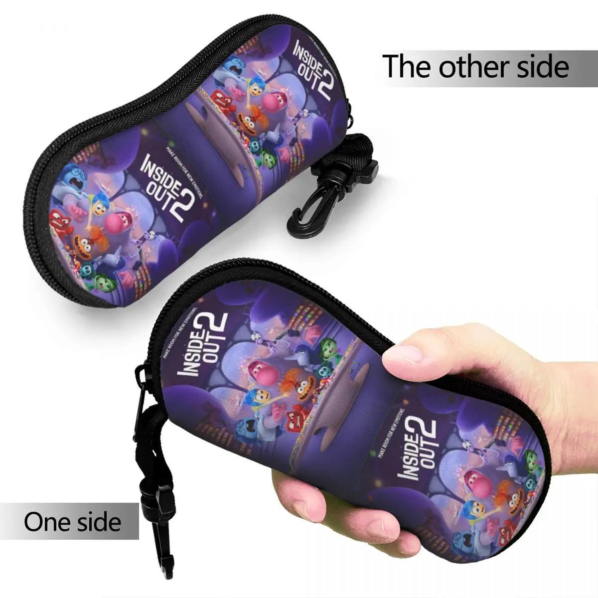 Inside Out Cartoon Glasses Case Waterproof Zipper Reading Storage Box Office Eyewear Container