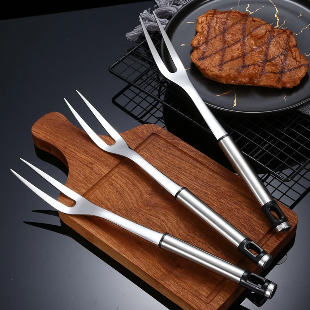 Meat Fork Carving Fork Stainless Steel Fondue Forks Granny Fork 2-Prong Barbecue Fork Cooking Forks Barbecue Grilling