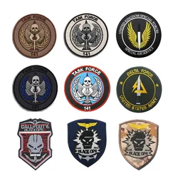 8.5CM TASK FORCE 141 Badges Fabric Appliques Embroidery Patches Hook And Loop,Tactical Backpack Emblem Armband Clothes Stickers