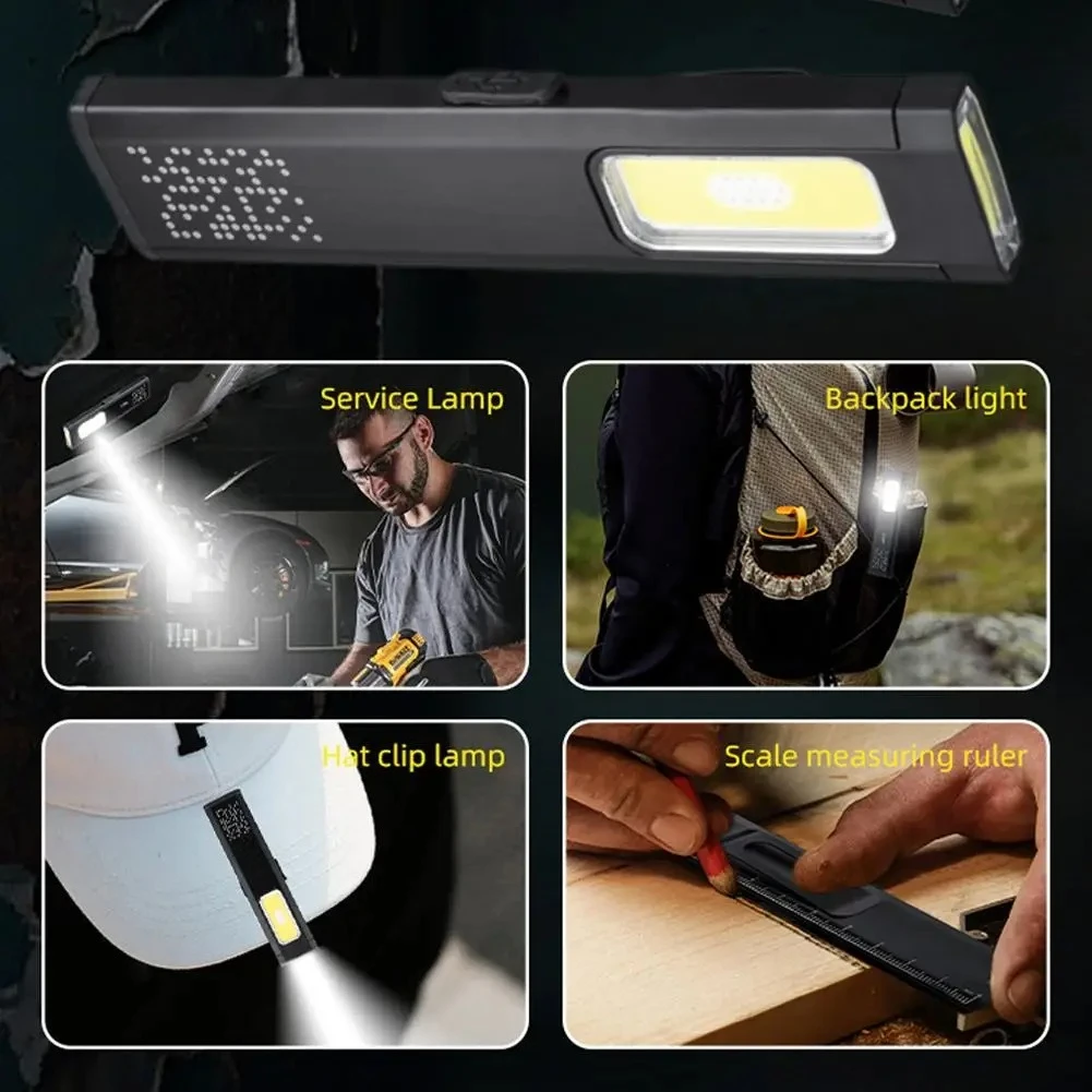 Powerful LED Mini Flashlight USB Rechargeable Portable Torch Light Pocket Lantern Flood Working Light with Magnet/Hat Clip