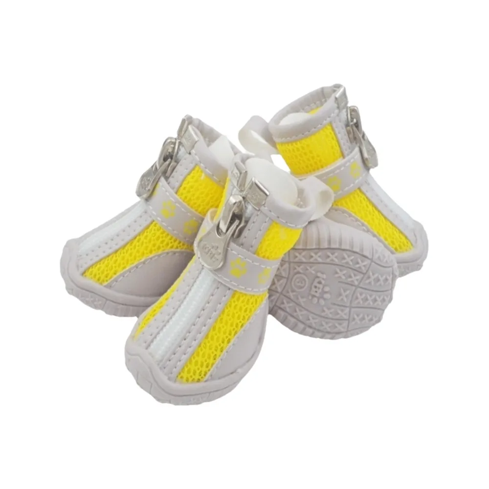 

4Pcs/Set Breathable Dog Mesh Shoes Anti-slip Wear-resistant Pet Dog Shoes Protective with Zipper Dog Walking Boots
