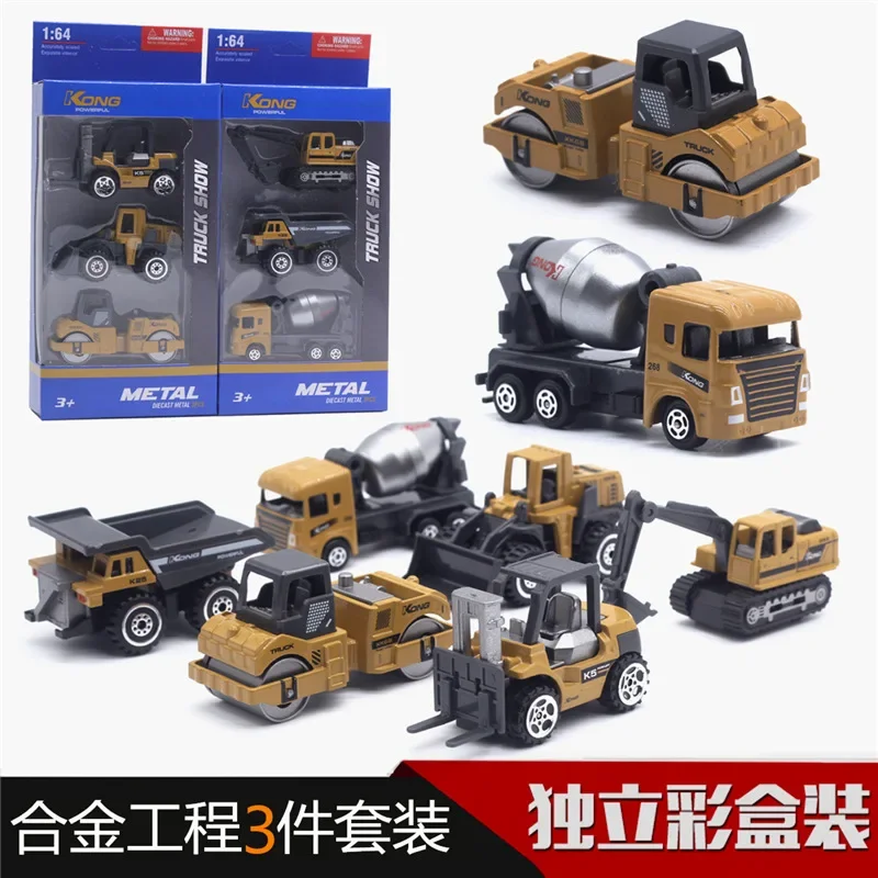 3PCS/Set 1/64 Alloy Metal Diecast Engeering Vehicle Truck Model Toy Ornament