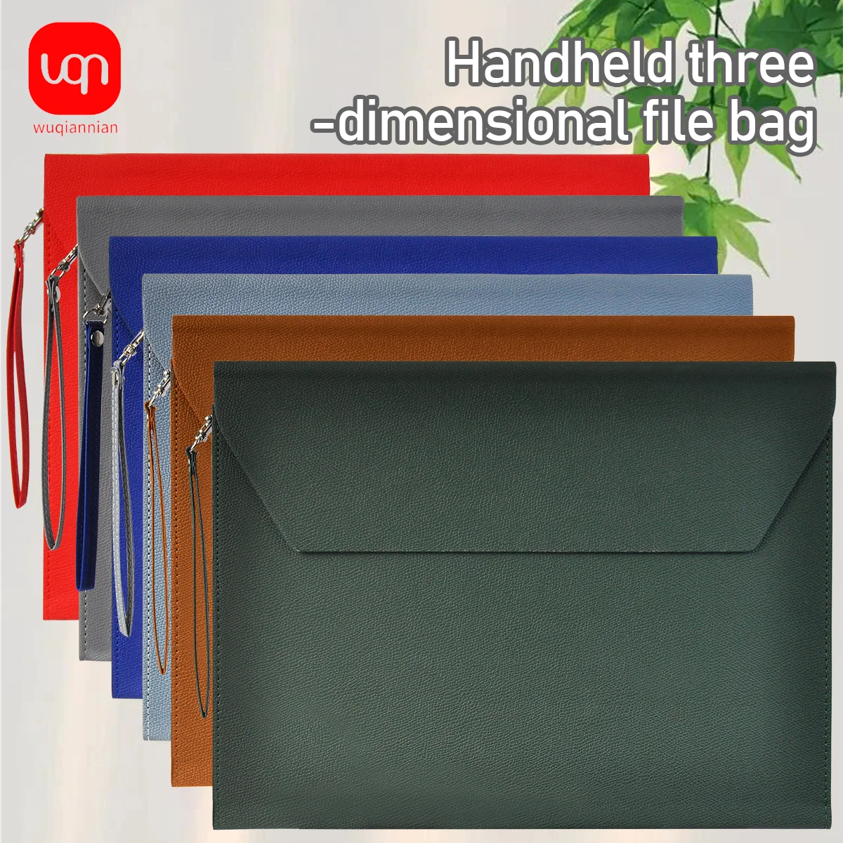 

WQN-1PC High-Quality Business Briefcase PU Leather Fashionable Document Bag School and Office Supplies