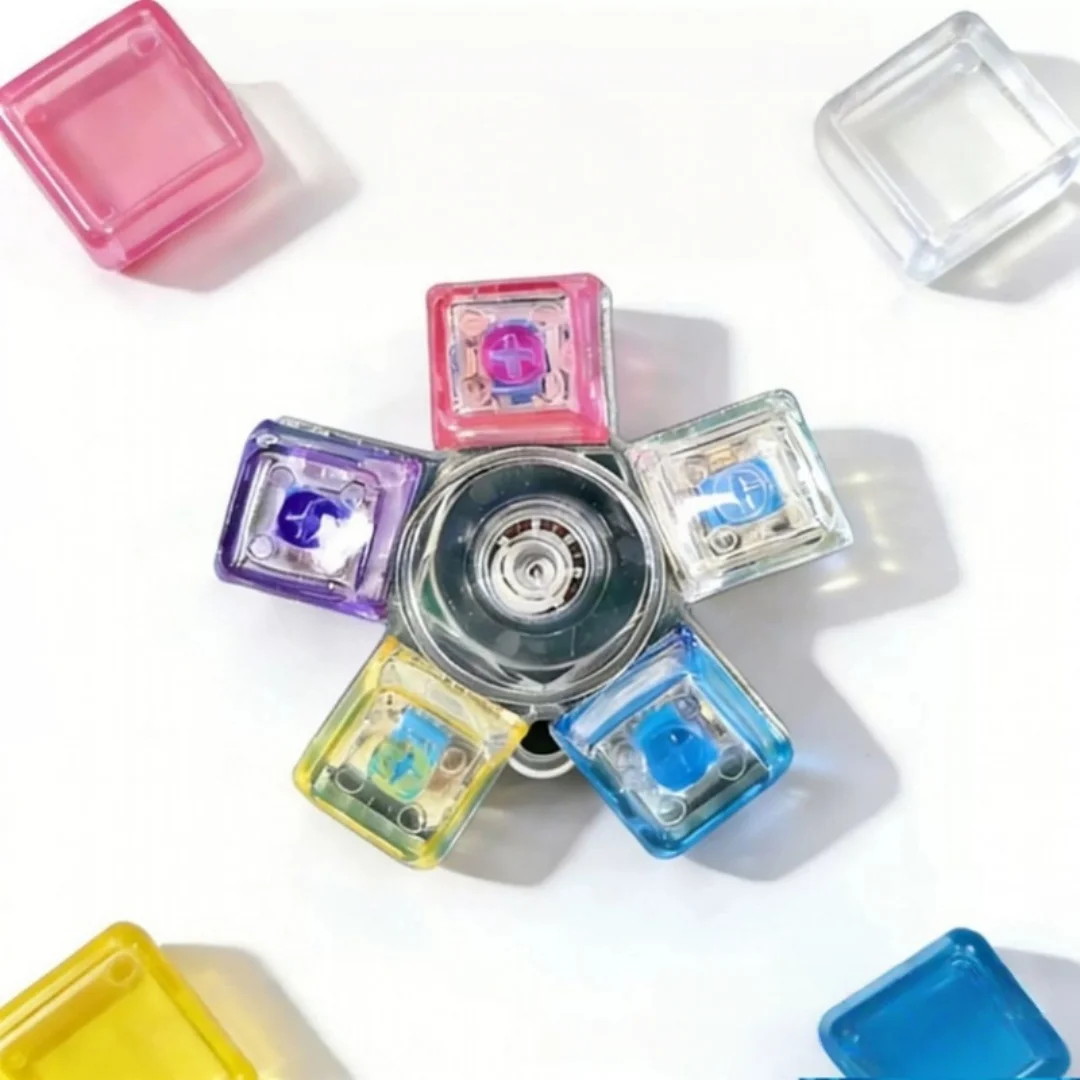 Key Fidget Spinner, High Aesthetic Stress-Relief Gadget, Transparent Switch Tester, Stress-Relief Keychain, Keychain Pendant, Stress-Relief Toy