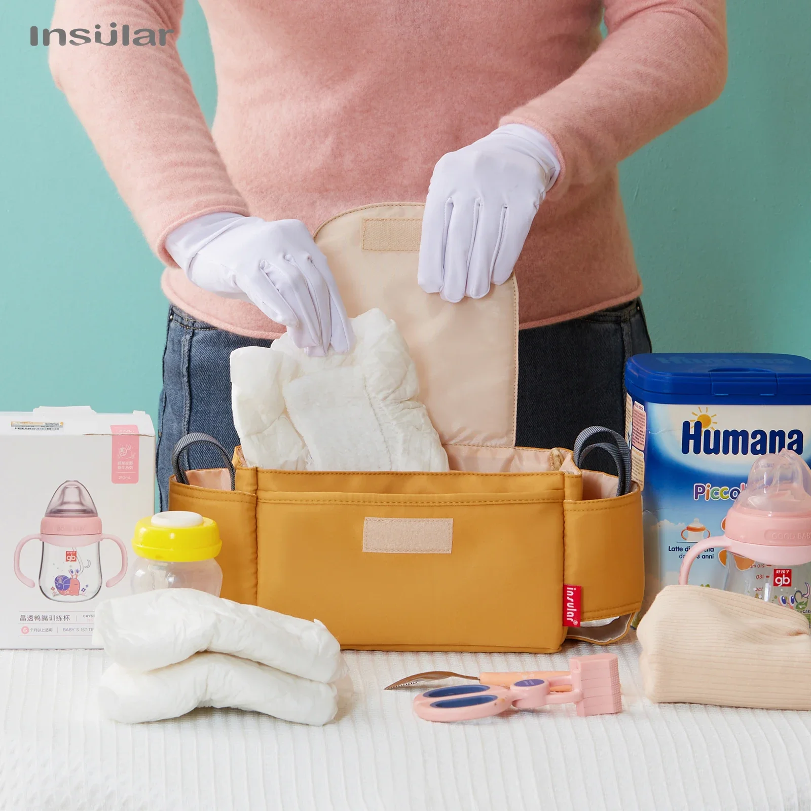 Mini Stroller Hanging Bottle Bags Nylon Cloth Bottle Cup Storage Pack Waterproof Infant Diaper Nappy Package Multi-functional