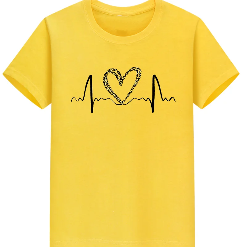 ผ้าฝ้าย 100% เสื้อยืดลายหัวใจพิมพ์ลายเสือดาว สไตล์ใหม่ อินเทรนด์ ทันสมัย ​​ลำลอง และสวมใส่ได้ทุกวัน