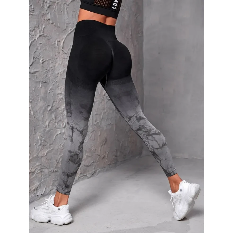 Calças Push Up Yoga sem costura para mulheres, Joggings de cintura alta, calças esportivas fitness, ginástica Workout Scrunch, Tie Dye Running Leggings