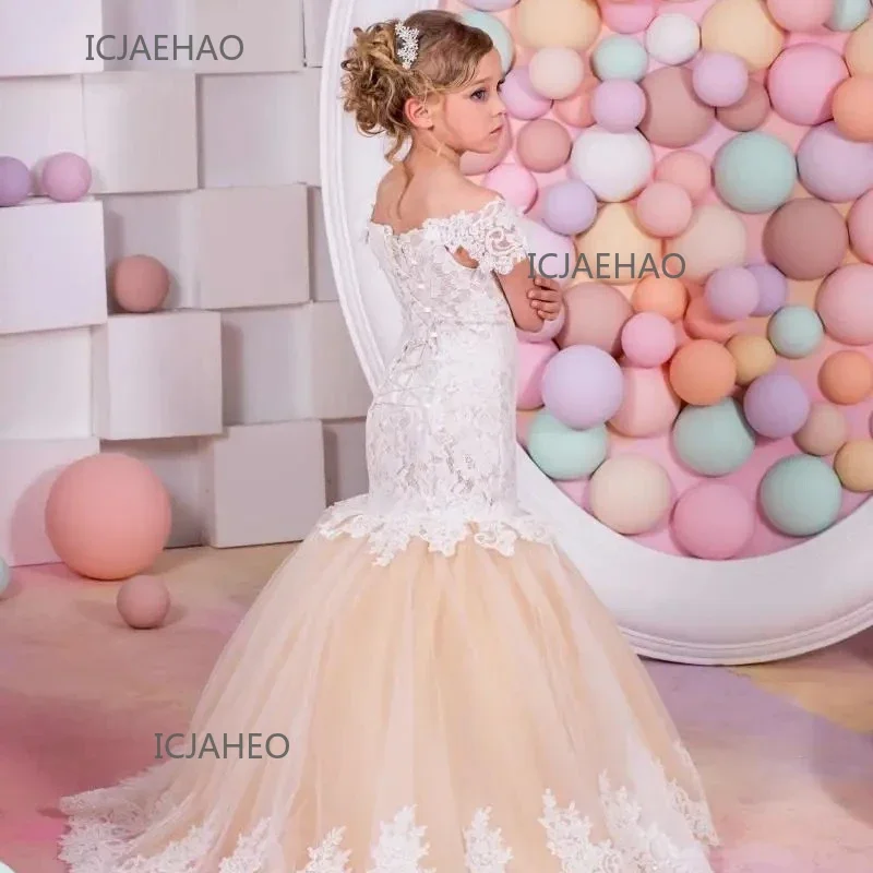 

Baby Flower Girl Dress Kids Lace Long Evening Children Kid Dresses Wedding Bridesmade Prom Mermaid Frock Party Formal Ball Gowns