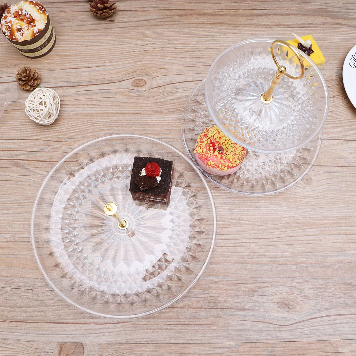 

Golden Stick European Style Three Tiers Cake Display Stand Large Capacity Multi Layer Dessert Platter Fruit Tray For