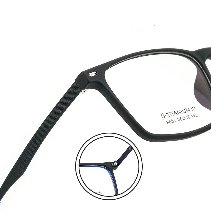 레트로 순수 티타늄 안경 비즈니스 패션 TR90 블랙 편안한 사각형 컴퓨터 근시 광학 안경 프레임 남자 8881