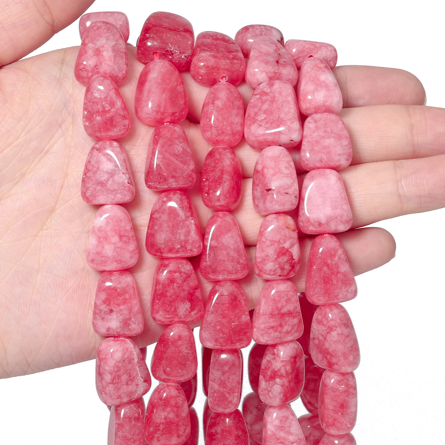 

16x12mm Flat Triangle Natural Stone Pink Angelite Beads Loose Beads for Jewelry Making DIY Charms Bracelets Accessories 15''