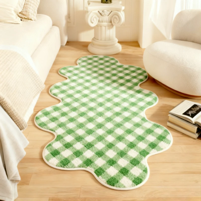 Irregular Shape Bedroom Decor Lattice Carpet Modern Style Carpets for Living Room Fluffy Soft Bedside Floor Mat Thick Plush Rug