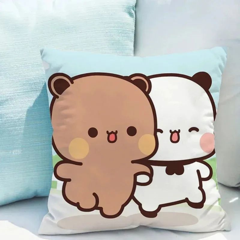 Bubu Dudu-Juste de coussin de dessin animé mignon pour la décoration de la maison, housse de canapé de salon, ours, cadeau pour enfants, 45x45cm