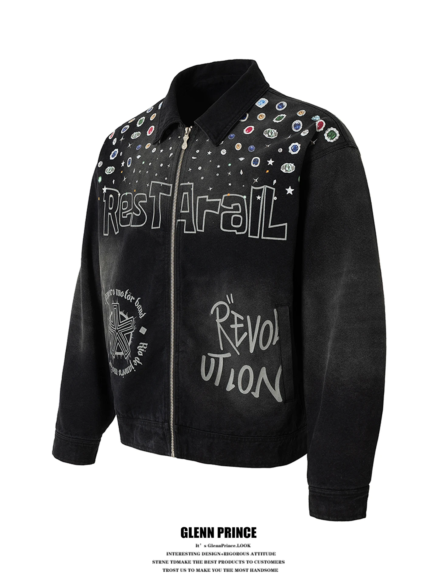 

Trendy Waed adient Stier Print Men's Jaet ort Oversize American Sle Loose Fit Youthful Cotton Polyester Blend