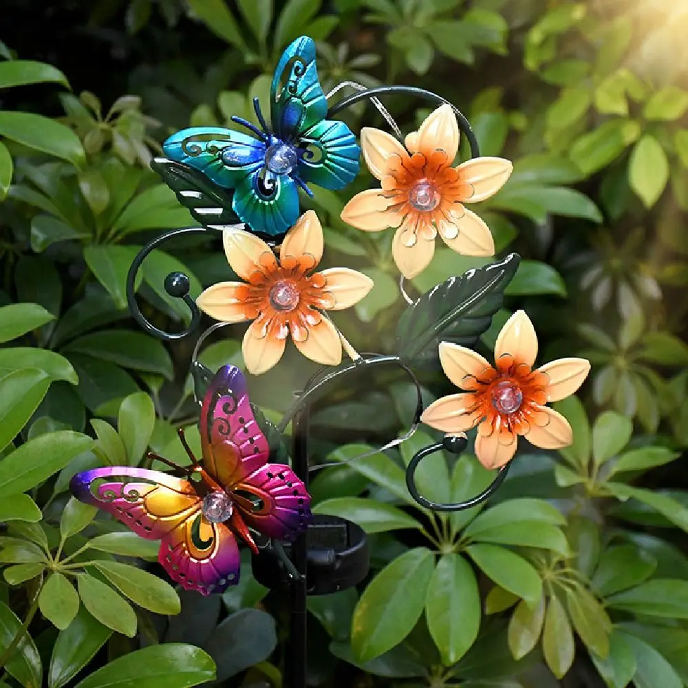 Colorful Solar Butterfly Bee Lamp Waterproof Realistic Landscape Lawn Lamp Creative Ground Mounted Solar Stake Light Outdoor Use