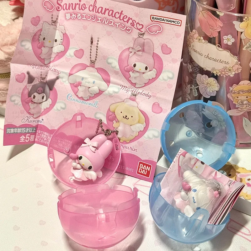

В наличии натуральная Bandai Sanrio Dreamy Angel Series фигурка подвески Kitty Melody Pompompurin Kuromi Cinnamon Gashapon кулон