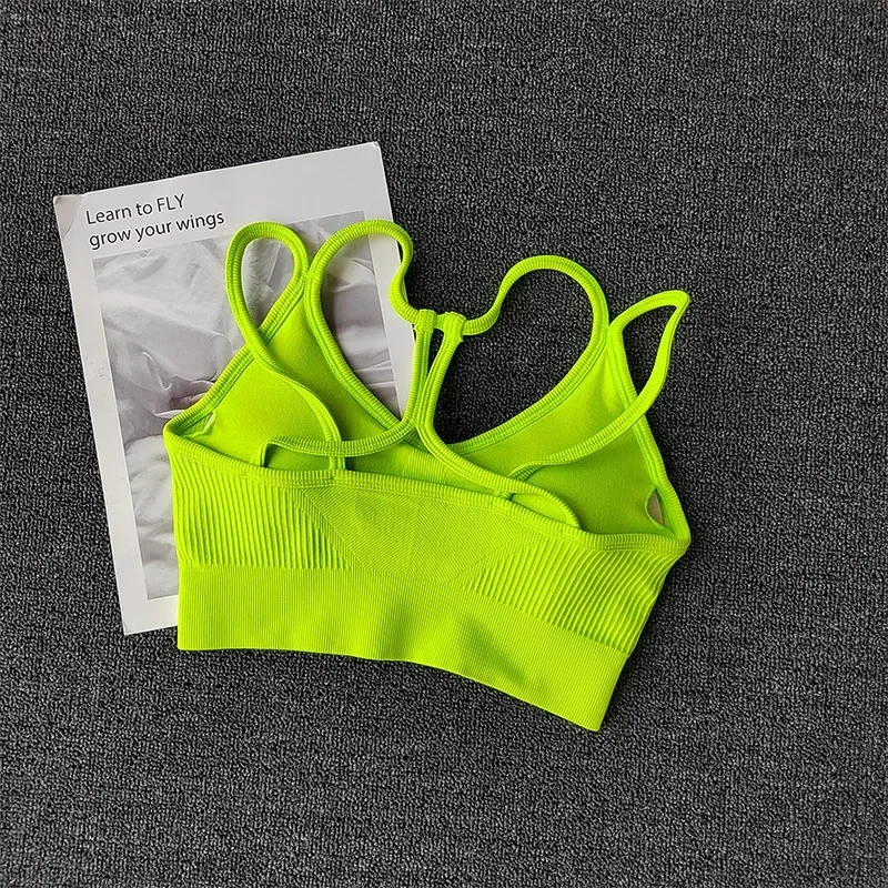 Sujetador deportivo transpirable para mujer, Top de Fitness antisudor sin costuras para Yoga, Top corto de gimnasio, Sujetador deportivo de realce,
