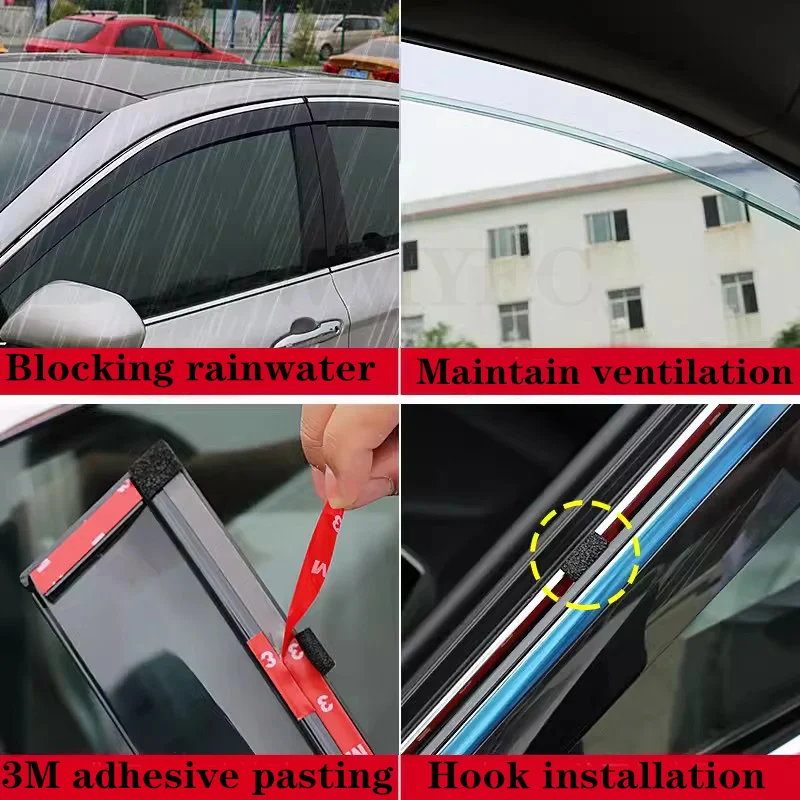 For Changan CS75 Plus 2022 2023 Accessories Window Visor Sun Rain Wind Deflector Awning Shield Vent Guard Shade Cover Trim