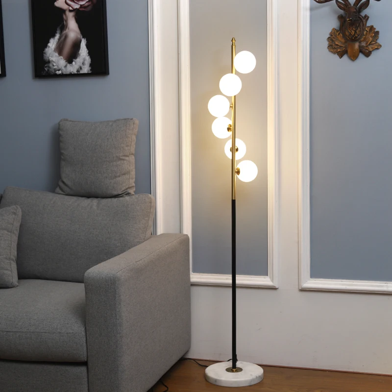 moderna lampada de assoalho led two color ferro bola de vidro lampadas de assoalho para sala de estar quarto estudo nordic decoracao da casa marmore lampada em pe 01