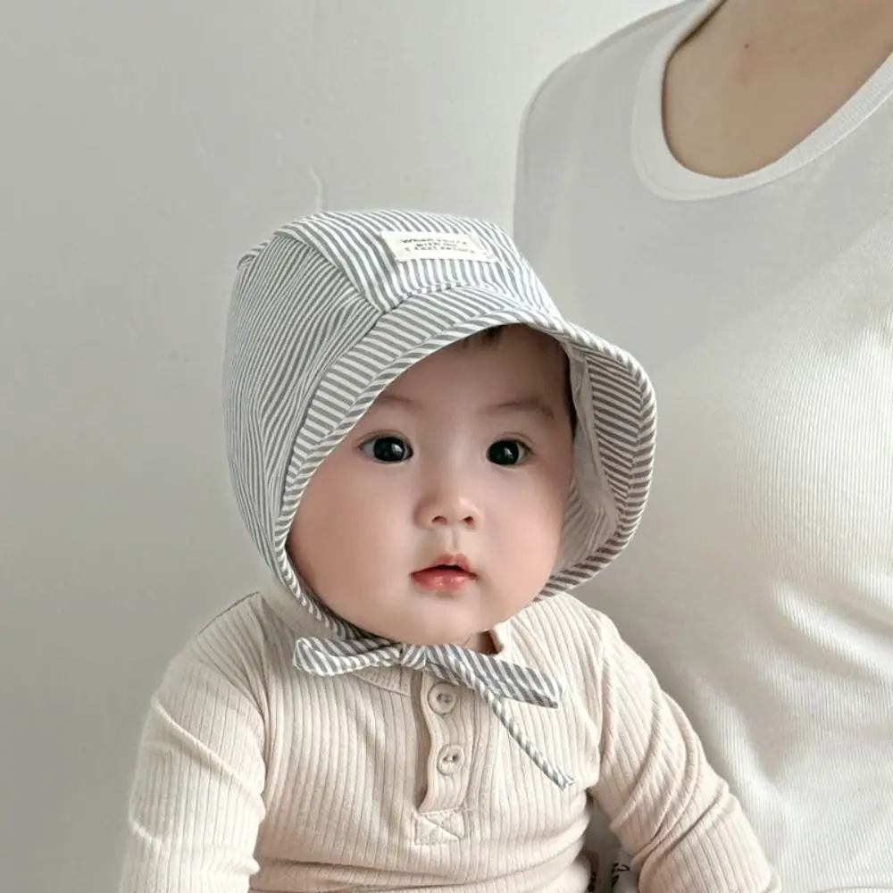 

Breathable Soft Baby Fetal Cap Wide Brim Stripe Infant Bonnet Hat Cotton UV Protection Newborn Sun Hat 3-12 Months