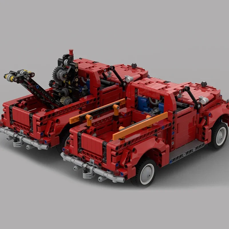 Moc Building Blocks Car Series Model Ordinary Red Pickup Technical Bricks DIY Assembly Construction Toys For Childr Holiday Gift